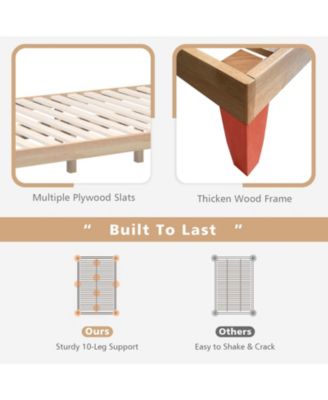 14 Inch Full Size Wood Platform Bed Frame with Wood Slat Support