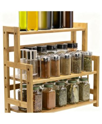 3-Tier Wooden Countertop Organizer Shelf for Kitchen Spice Bathroom Makeup Storage