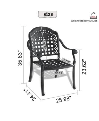 Cast Aluminum Patio Chairs Set of 2 Dining Chairs with Random Color Cushions