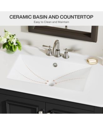 30" Modern Bathroom Vanity with Sink, Bathroom Sink Cabinet with 2 Doors and 1 Drawer, Solid Wooden Frame