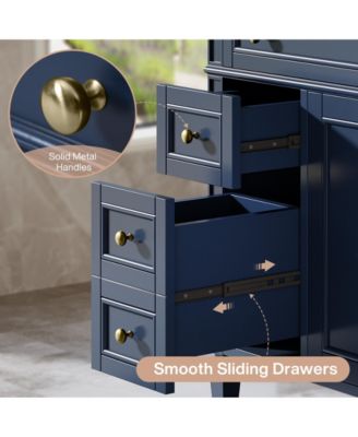 Modern Bathroom Vanity with Sink, Freestanding Vanity Cabinet with 3 Drawers, Storage Cabinet & Ceramic Undermount Basin