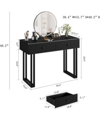 Modern Vanity Desk with LED Mirror & Lights - 2-Drawer Makeup Vanity for Bedroom