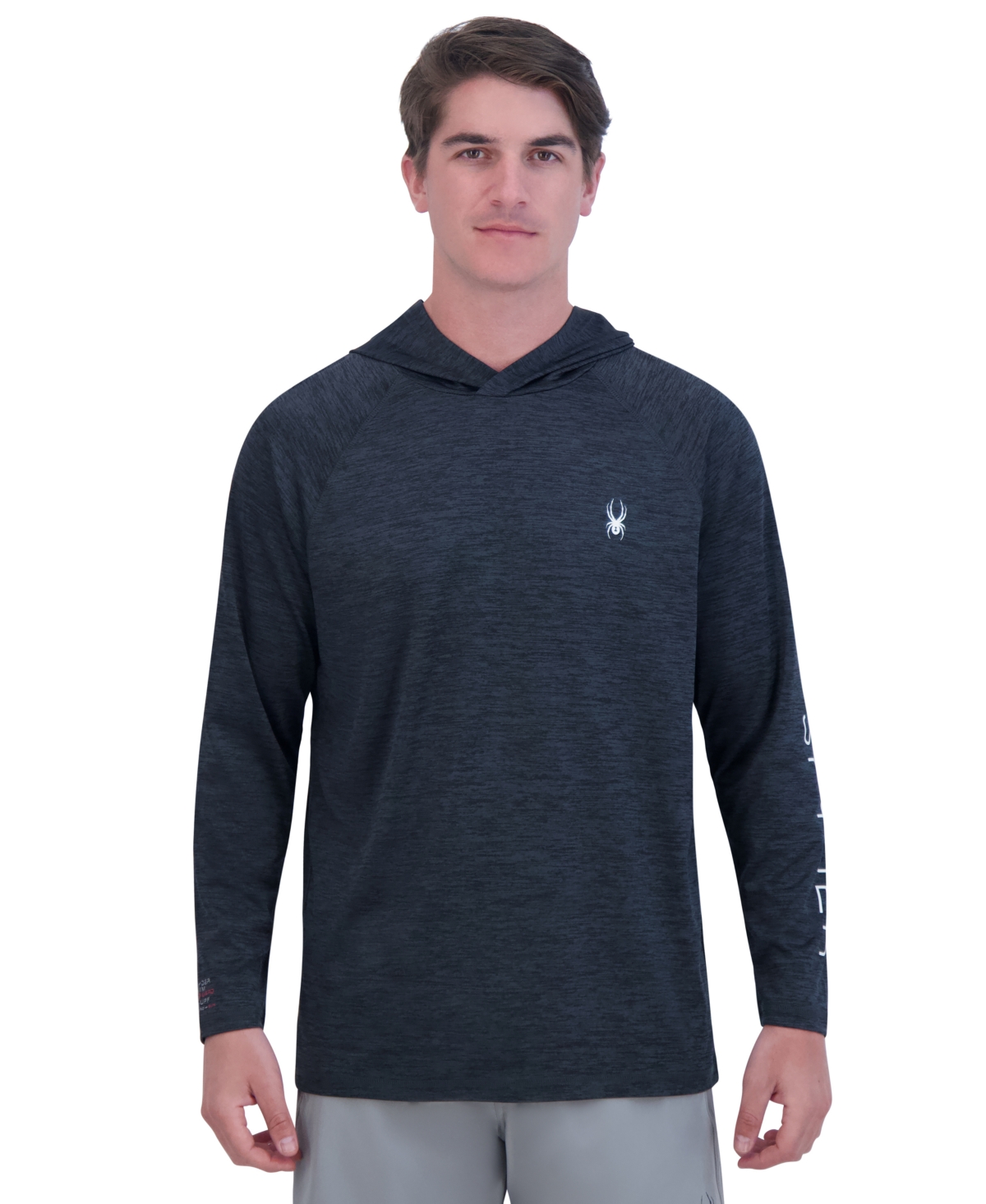 Spyder Men's Hooded Raglan Long-sleeve Upf 50+ Rashguard In Black