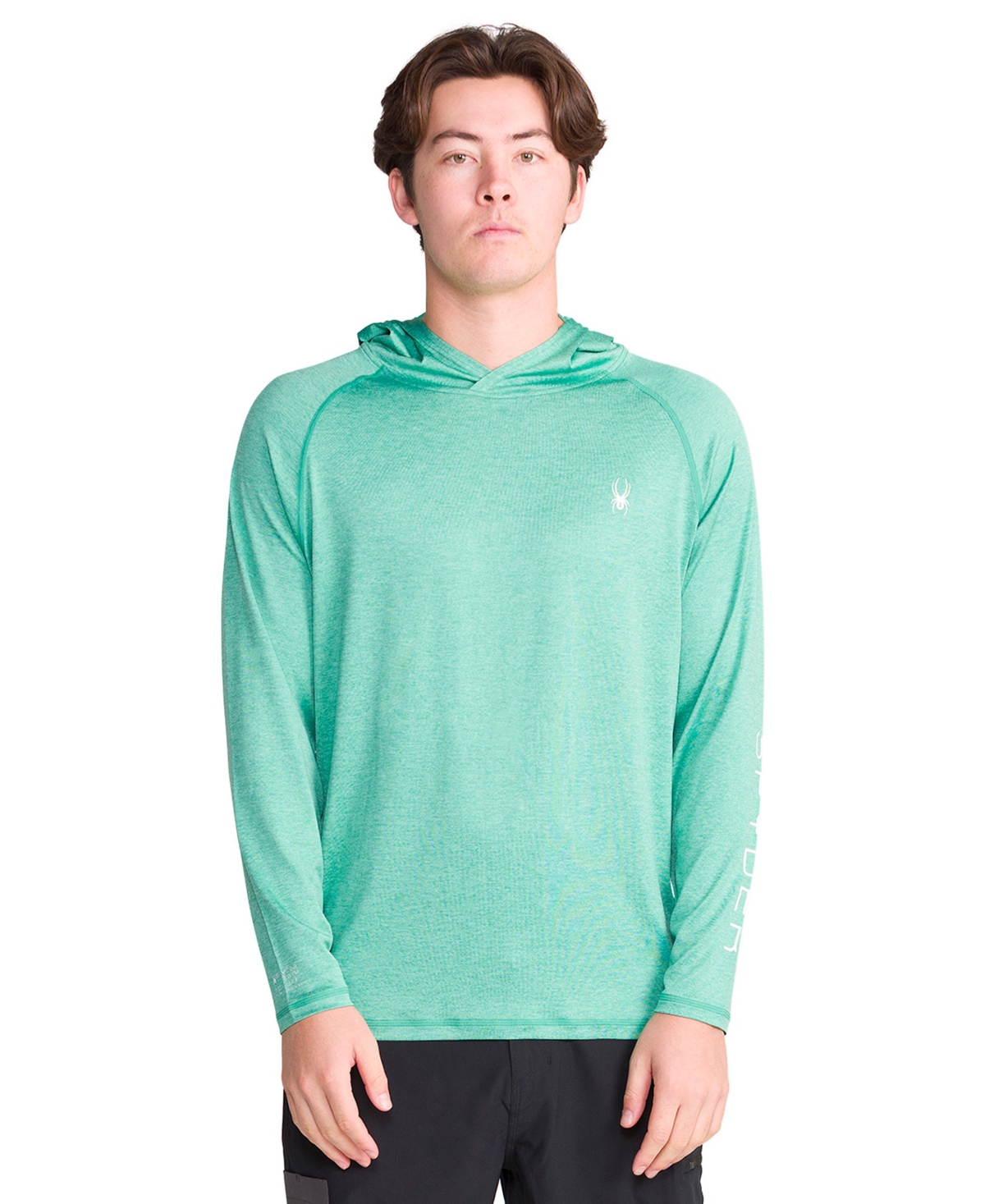 Spyder Men's Hooded Raglan Long-sleeve Upf 50+ Rashguard In Green