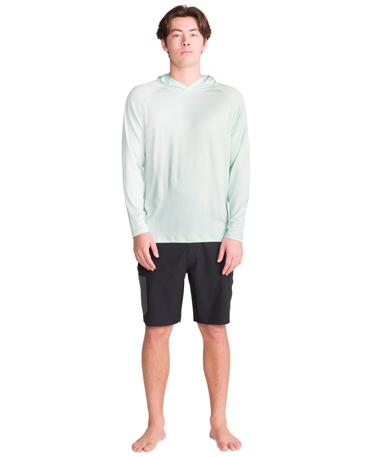 Spyder Men's Hooded Raglan Long-sleeve Upf 50+ Rashguard In Green