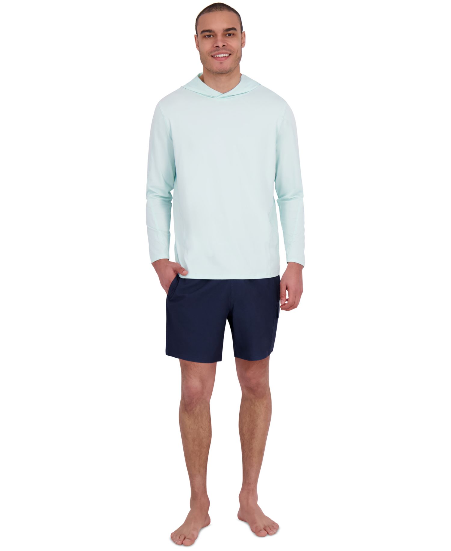 Men's Long Sleeve Textured Rashguard Swim Hoodie