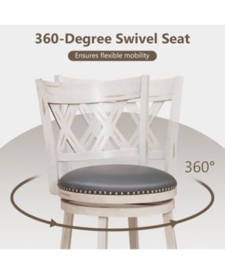 25.5 Inch Hand-Antiqued Stool Set of 2 with Wider Padded Seat