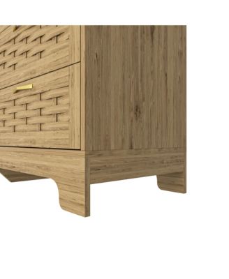 Modern 6 Drawer Dresser Engineered Wood Cabinet Handle Free for Bedroom Living Room Closet