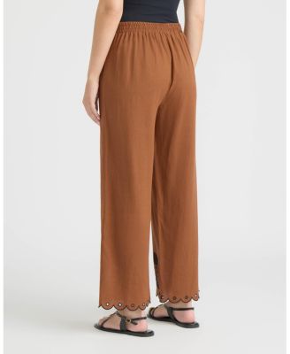 Women's Pull-On Cropped Pant with Embroidered Hem