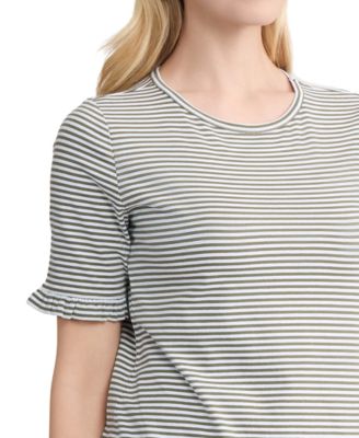 Women's Ruffle Elbow Sleeve Crewneck Top