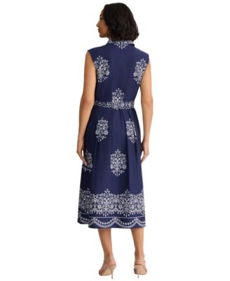 Women's Sleeveless Collared Shirt-Dress