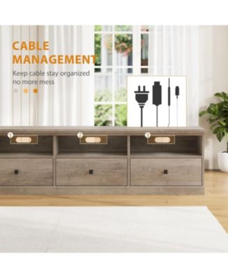 TV Stand for in TV, Entertainment Center with Storage Drawer, Mid-Century Modern TV Console with Open Shelves