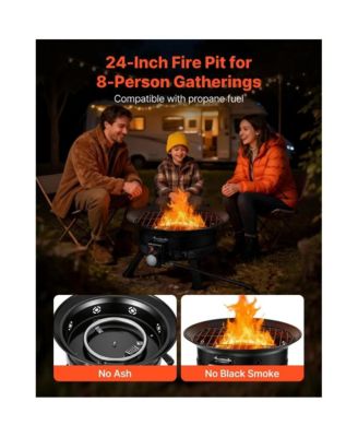 24 Inch Propane Fire Pit 53000 BTU with Grill Grate
