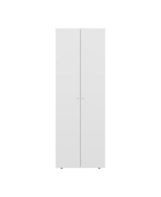 Home 2 Doors Closet System Armoire Hanging Rod Storage Shelf Modern Bedroom Organization Storage 66.9inch High