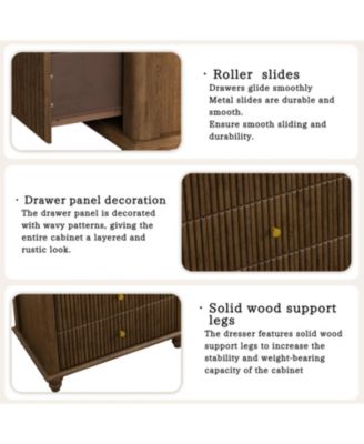 Modern 3 Drawer Dresser Finish Sturdy Construction for Bedroom Living Room Storage