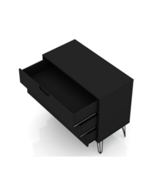 Mid Century Modern 3 Drawer Dresser 35.24L 30.15H 17.52D for Bedroom with Metal Legs