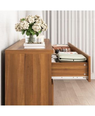 6 Drawer Dresser with Soft Close Drawers Wood for Bedroom Living Room
