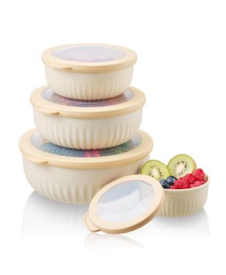 4-Pack Round Stackable Airtight Food Storage Bowls Containers with Lids - for Meal Prep, Leftovers, Freezer, Mixing, Salads