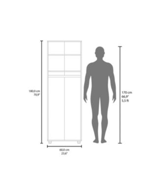 Double Door Armoire with Two Interior Shelves, Hanging Rod and Metal Rack for Bedroom Clothes Storage