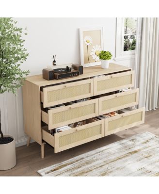6 Drawer Contemporary Dresser Easy Clean Cabinet for Home Office Home Furniture With Spacious Drawers Easy Assembly.