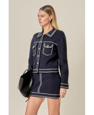 Women's Denim-Look Knit Cardigan