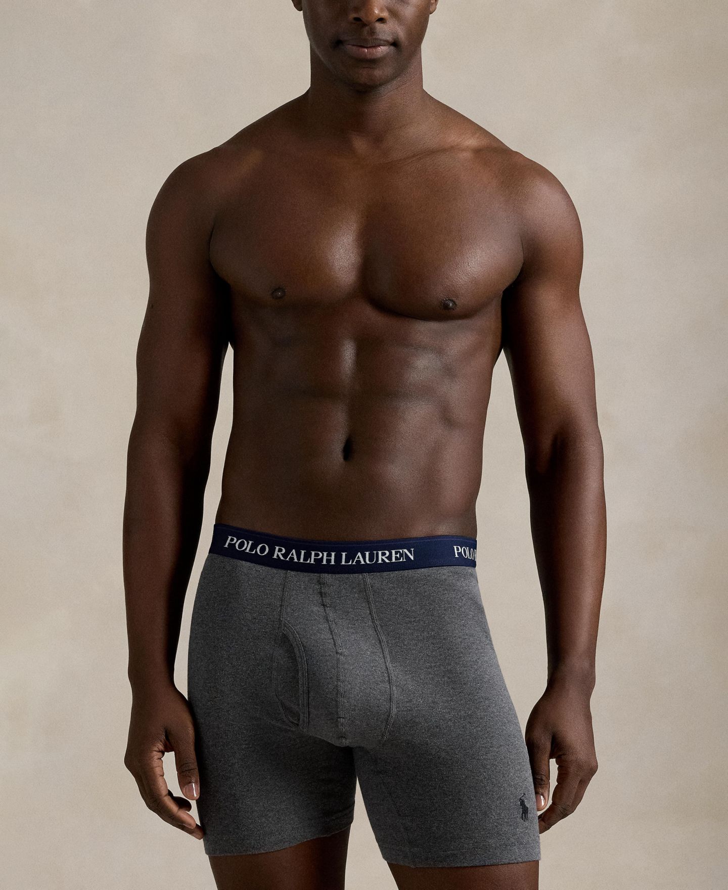 Трусы-боксеры Classic-Fit для мужчин — Polo Ralph Lauren, цвет: Чёрный / Королевский синий — фото 2