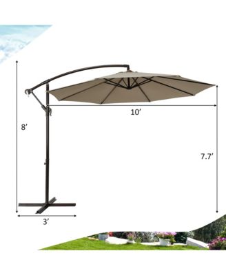 10 feet Patio Cantilever Offset Umbrella Yard Garden Outdoor w/ 8 Ribs
