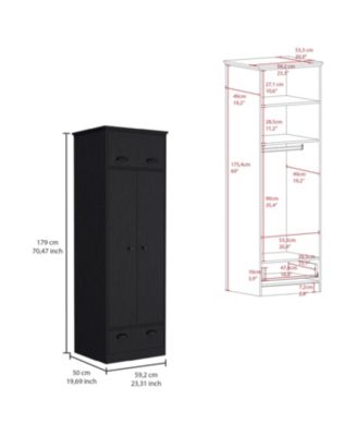 Armoire with 1 Drawer 1 Hinged Drawer Handles Hanging Rod