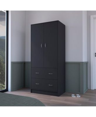 Edie Armoire for Bedroom with Hanging Rod Lower Drawer Upper Shelf