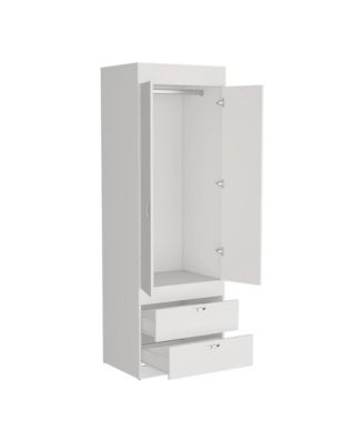 Taranto Armoire Finish with Double Door Cabinet Two Drawers and Hanging Rod