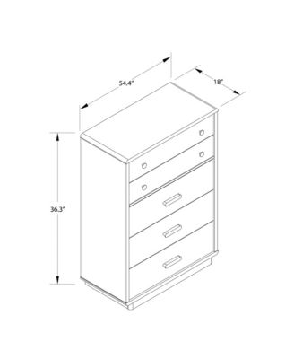Modern 5 Drawer Valencia Tall Dresser Two Tone Finish with Matte Handles for Urban Bedroom