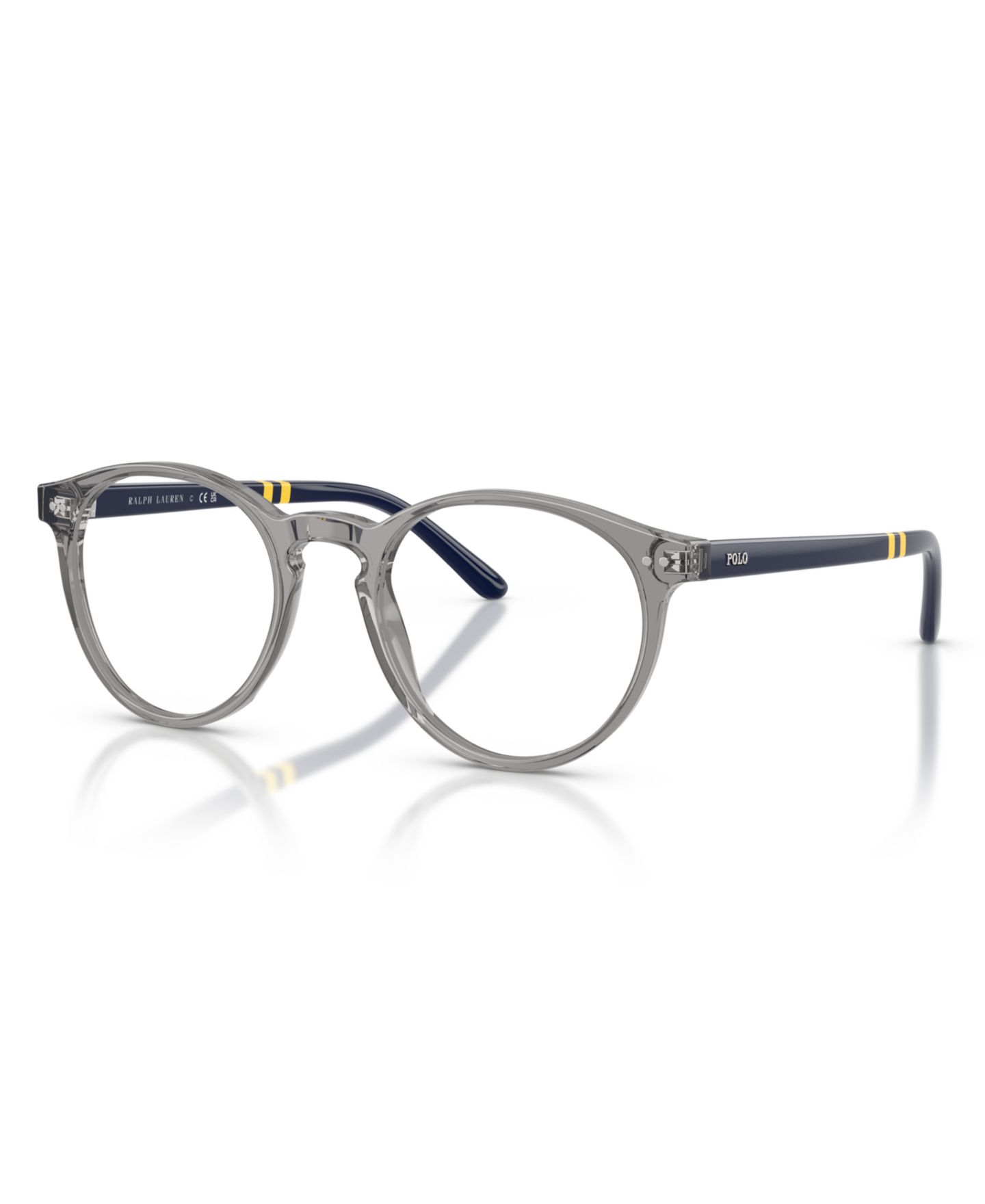 Мужские очки Polo Ralph Lauren Man Round Plastic PH2297 Eyeglasses, цвет: Блестящий прозрачный серый — фото 1