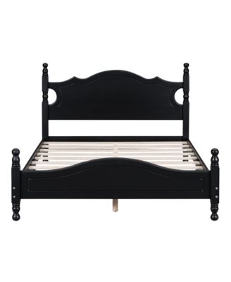 Retro Wood Platform Bed Pine MDF Plywood 10 Slats No Box Spring