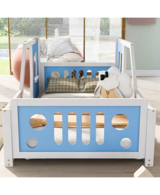 Classic Car Shaped Platform Bed Wheels Pine Wood MDF Frame