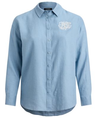 Plus Size Relaxed-Fit Eyelet-Logo Shirt