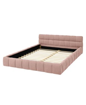 Chenille Grounded Bed Frame Headboard