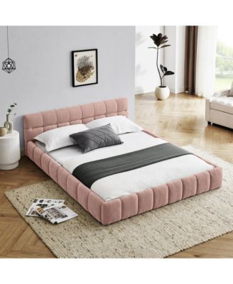 Chenille Grounded Bed Frame Headboard