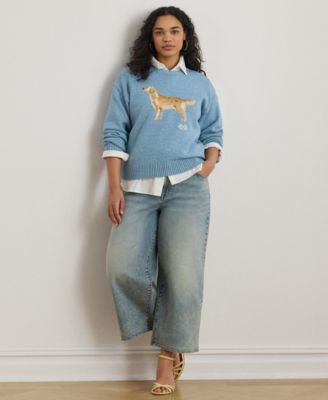 Plus Size Intarsia-Knit Golden Retriever Sweater