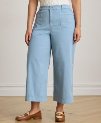 Plus Size Stretch Chino Wide-Leg Cropped Pant