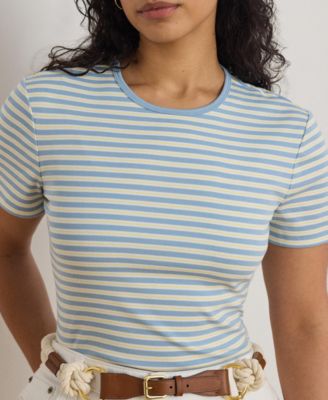 Plus Size Striped Rib-Knit Stretch Top