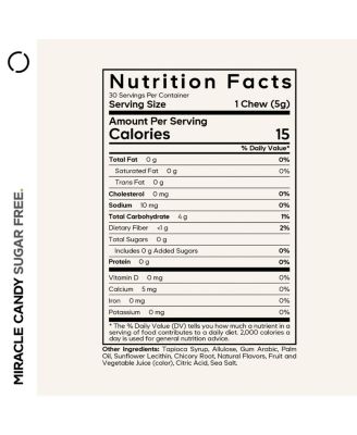 Miracle Candy Mixed Berry - 0g Sugar Low Calorie Soft Chews - Allulose, Prebiotic Fiber - 30 Soft Chews