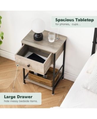 Nightstand with Drawer and Shelf Wood End Table Side Table Beside Table Nightstands for Bedroom Living Room College Dorm