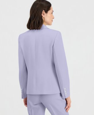 Women's Twill Peak-Lapel Faux-Double Breasted Blazer