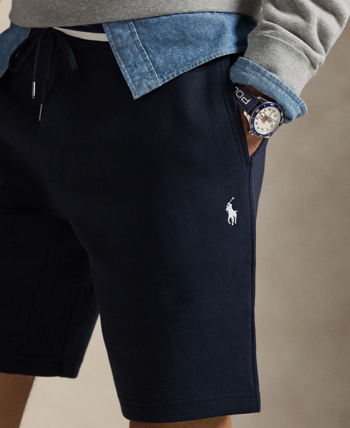 Мужские шорты Polo Ralph Lauren 9-Inch Double-Knit Short, цвет: Тёмно-синий — фото 4
