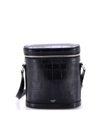 Vertical Zip Messenger Embossed Leather