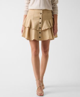 Guess Womens A-Line Tiered Mini Skirt - Foamy Taupe Multi 98$