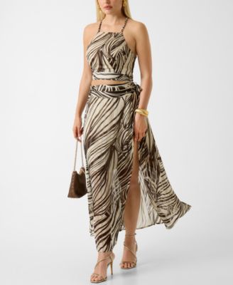 Women's Gaelle Printed Sleeveless Crop Top and New Romana Printed Maxi Skirt