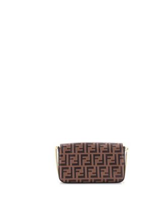 F is Fendi Envelope Clutch on Chain Zucca Embossed Leather
