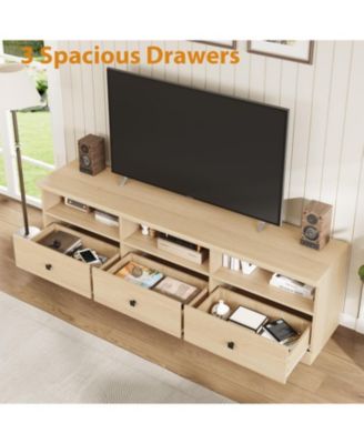 TV Stand for in TV, Entertainment Center with Storage Drawer, Mid-Century Modern TV Console with Open Shelves