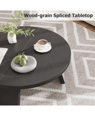 335" Round Coffee Table, Modern Circle Center Table with Inclined Legs, Accent Cocktail Tables for Living Room, Bedroom, Easy Assembly